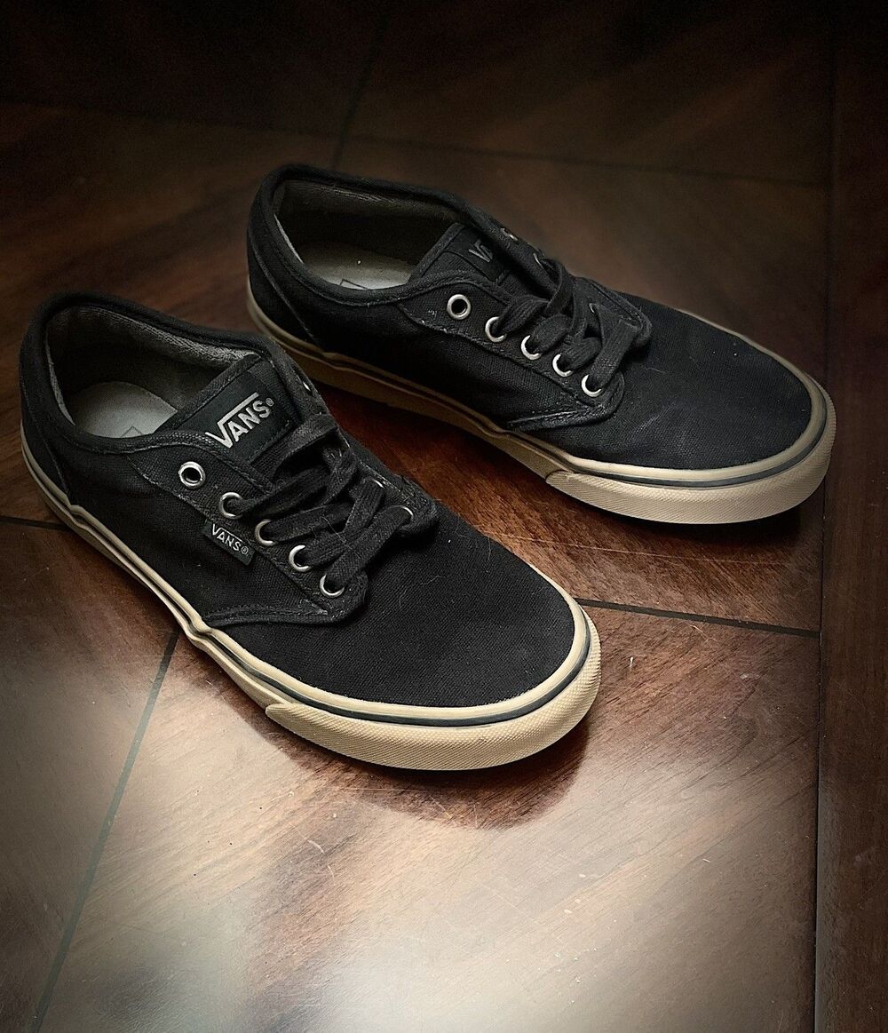 Vans Men's Atwood Black/Gum 7.5 Eur 40 Canvas Skate Shoes padded tongue